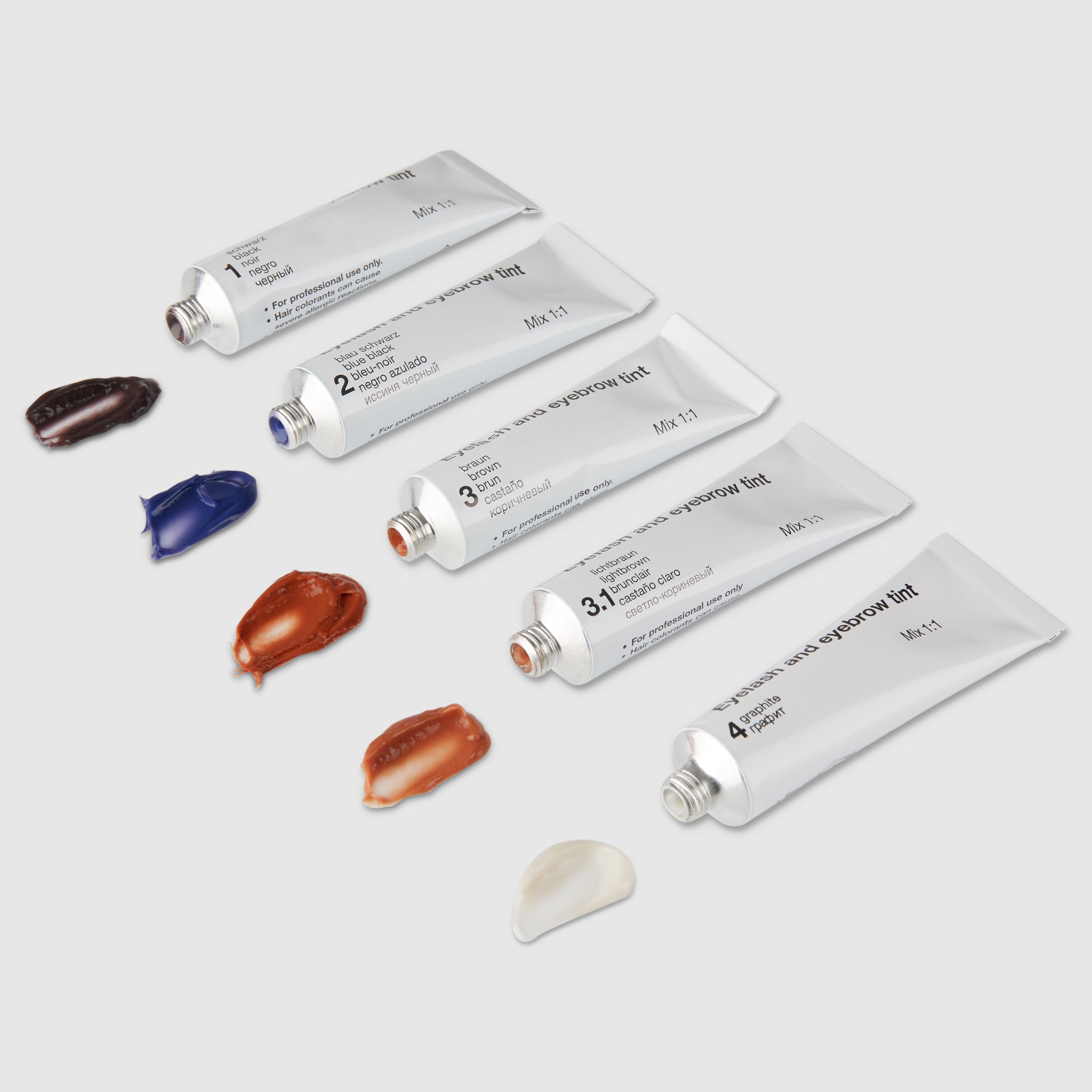 Tubos de color para pestañas y cejas