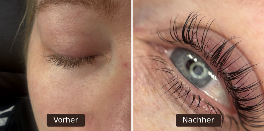 Vorher / Nachher · Modellarbeit aus dem Lashlift Online-Kurs
